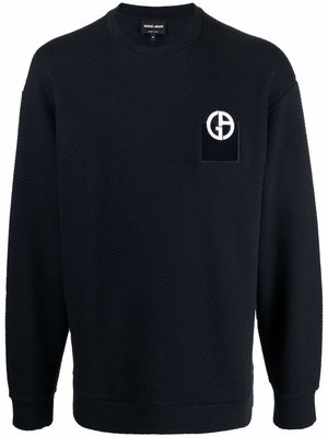 Giorgio Armani logo-print knitted jumper - Blue