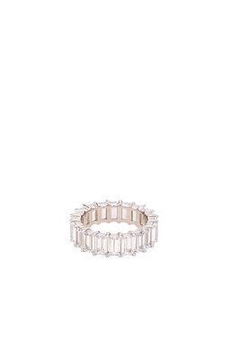 The M Jewelers NY The Emerald Cut Pave Ring in Metallic Silver