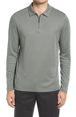 Robert Barakett Georgia Long Sleeve Zip Polo in Dusty Moss