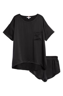 Lunya Washable Silk Short Pajamas in Immersed Black