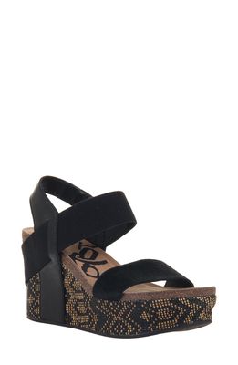 OTBT 'Bushnell' Wedge Sandal in Black Jute /Calf Hair