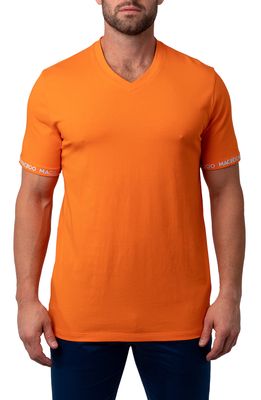 Maceoo Vivaldi V-Neck Cotton T-Shirt in Orange