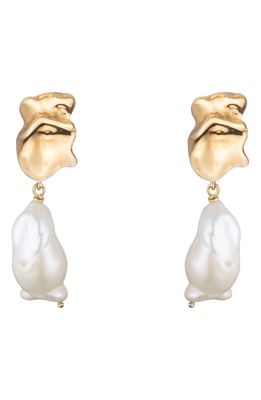 Sterling King Freshwater Pearl Drop Earrings in Gold