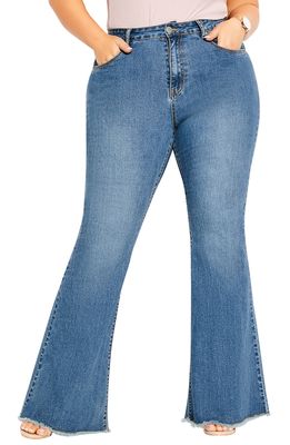 City Chic Classic Flare Leg Jeans in Light Wash