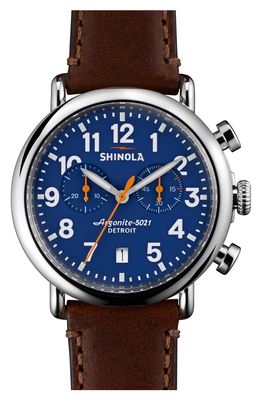 Shinola 'The Runwell Chrono' Leather Strap Watch
