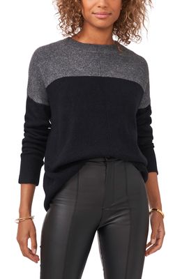 Vince Camuto Extend Shoulder Colorblock Sweater in Rich Black