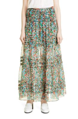 Ted Baker London Amadea Floral Tiered Ruffle Maxi Skirt in Black
