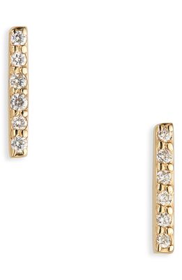 BYCHARI Diamond Bar Stud Earrings in 14K Yellow Gold