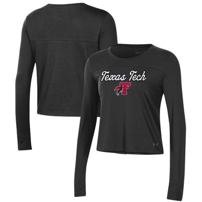 Women's Under Armour Black Texas Tech Red Raiders Vault Cropped Long Sleeve T-Shirt