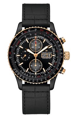 Hamilton Khaki Aviation Converter Converter Chronograph Leather Strap Watch
