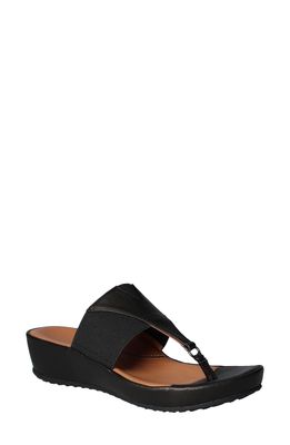 L'Amour des Pieds Chantara Thong Wedge Sandal in Black Leather