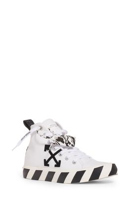 Off-White Canvas Mid Top Sneaker in White/Black