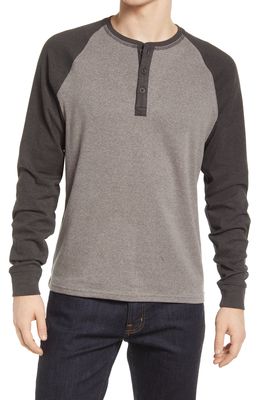 The Normal Brand Puremeso Retro Raglan Henley in Grey/Charcoal