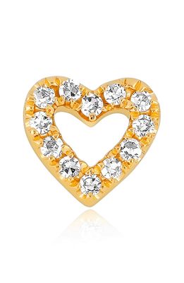 EF Collection Baby Open Heart Diamond Single Stud Earring in 14K Yellow Gold