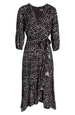 Sam Edelman Dot Print Long Sleeve Midi Dress in Black/White