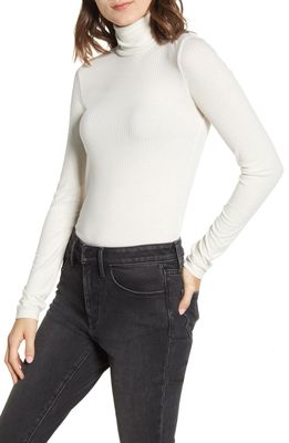 Madewell Lightweight Ribbed Turtleneck Top in Antique Cream