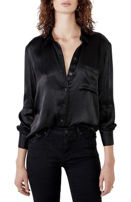 Bardot Satin Crepe Button-Up Shirt in Black