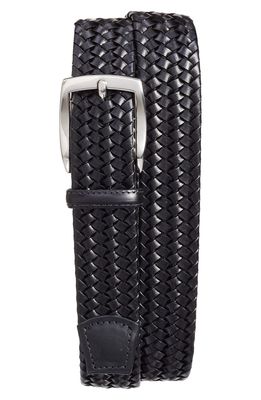 Torino Woven Leather Belt in Black