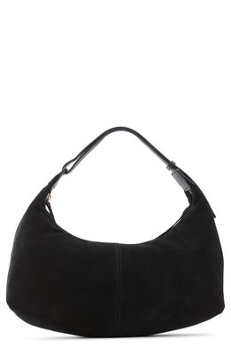 Who What Wear Mallory Leather Shoulder Bag in Open Black