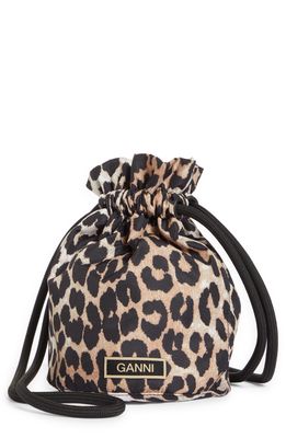 Ganni Animal Print Bucket Bag in Leopard