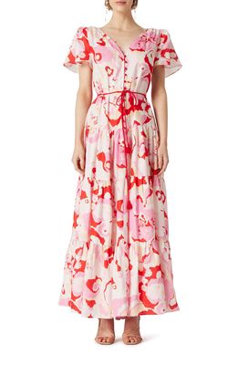 Elliatt Gisli Floral Print Tiered Linen Maxi Dress in Multi