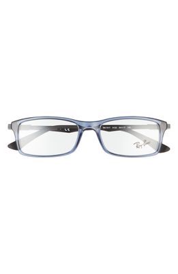 Ray-Ban 54mm Rectangular Blue Light Blocking Glasses in Blue/Clear