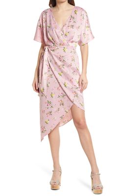 Charles Henry Dolman Wrap Dress in Blush Floral