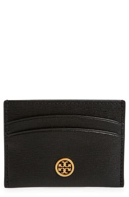 Tory Burch Robinson Leather Card Case in Black