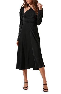 ASTR the Label Cinch Halter Neck Long Sleeve Midi Dress in Black