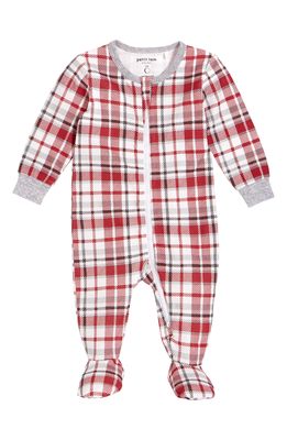 Petit Lem Holiday Print Fitted Stretch Cotton One-Piece Pajamas in Red