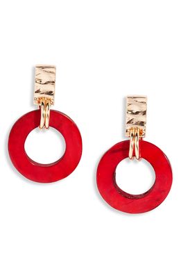 Akola Disc Drop Earrings in Dark Red
