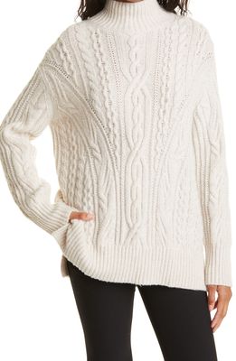 Vince Cable Extrafine Merino Wool Blend Mock Neck Sweater in Off White/Marzipan