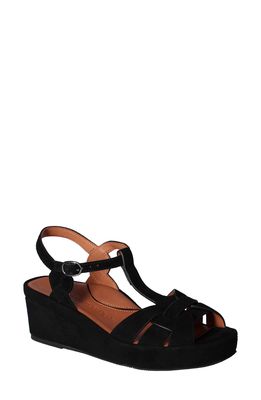 L'Amour des Pieds Playton Wedge Sandal in Black Suede