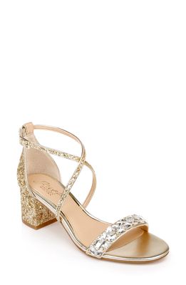 Jewel Badgley Mischka Claudia Embellished Strappy Sandal in Light Gold