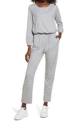 Fraiche by J Off The Shoulder Jumpsuit in Heather Grey