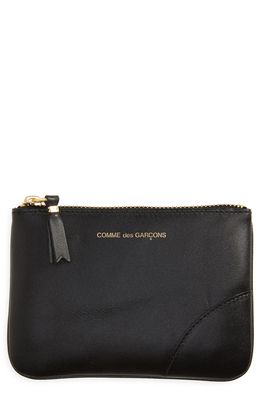 Comme des Garcons Wallets Comme des Garcons Small Classic Leather Zip-Up Pouch in Black