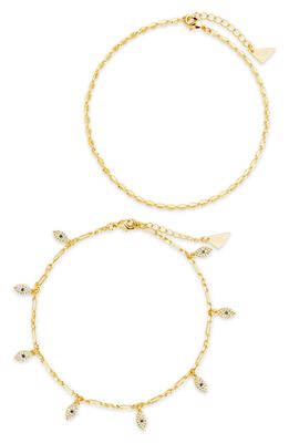 Sterling Forever Set of 2 Anklets in Gold