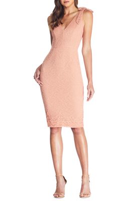 Dress the Population Mary Lace Body-Con Cocktail Dress in Blush