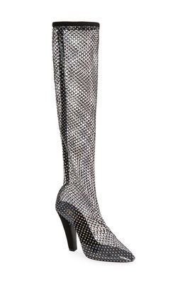 Yves Saint Laurent Crystal Tall Boot in 1073 Nero/Crystal Ab/Nero