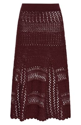 Wales Bonner Djembe Hand Crochet Cotton Skirt in Aubergine
