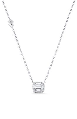 Sara Weinstock Illusion Emerald Diamond Pendant Necklace in White Gold