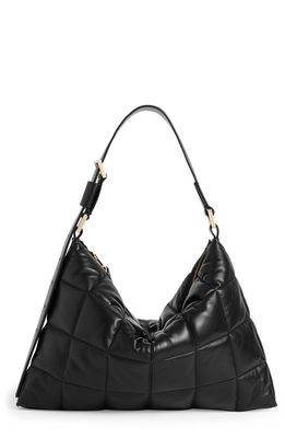AllSaints Edbury Leather Shoulder Handbag in Black