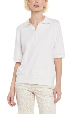 NYDJ Elbow Sleeve Polo Sweater in Optic White