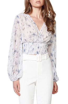 Bardot Mabel Floral Swiss Dot Top in Blue Lily Floral