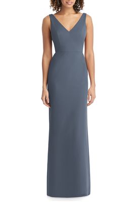 Social Bridesmaids V-Neck Back Tie Chiffon Trumpet Gown in Silverstone