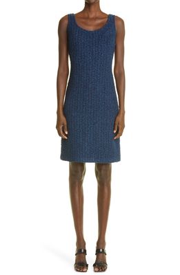 St. John Collection Boucle Inlay A-Line Dress in Navy