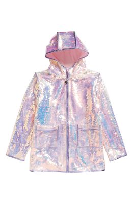 Lola & the Boys Kids' Magic Sequin Rain Jacket in Pink