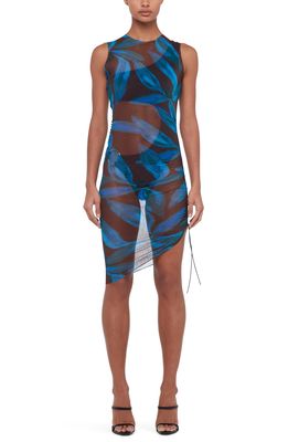 Louisa Ballou Heatwave Ruched Mesh Cover-Up Dress in Blue Orchid