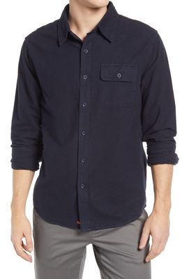 The Normal Brand Cotton Chamois Button-Up Shirt in Navy