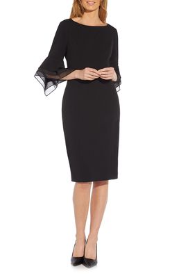 Adrianna Papell Tiered Sleeve Crepe Dress in Black